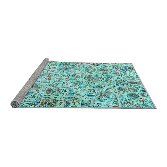 Sideview of Machine Washable Persian Light Blue Traditional Rug, wshtr3940lblu