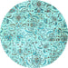 Round Machine Washable Persian Light Blue Traditional Rug, wshtr3940lblu