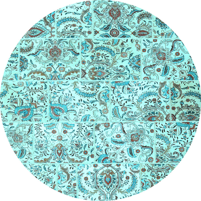 Round Persian Light Blue Traditional Rug, tr3940lblu