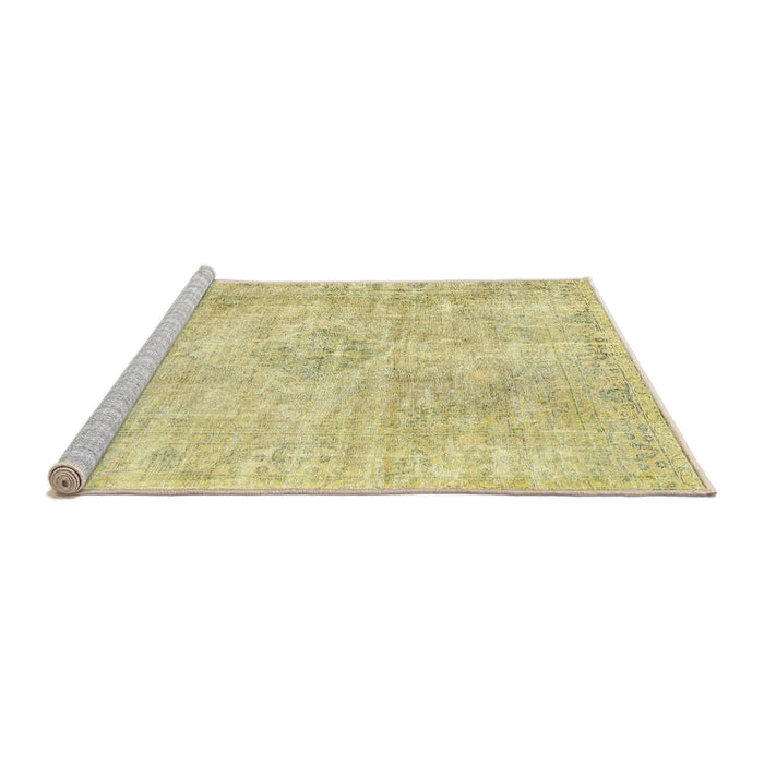 Sideview of Machine Washable Traditional Metallic Gold Rug, wshtr3941