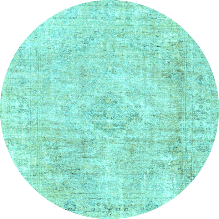 Round Machine Washable Persian Light Blue Traditional Rug, wshtr3941lblu