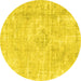 Round Machine Washable Persian Yellow Traditional Rug, wshtr3941yw