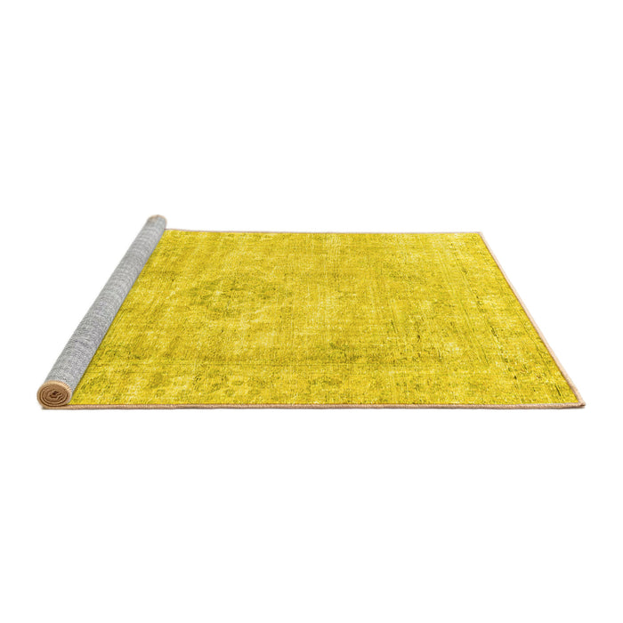 Sideview of Machine Washable Persian Yellow Traditional Rug, wshtr3941yw