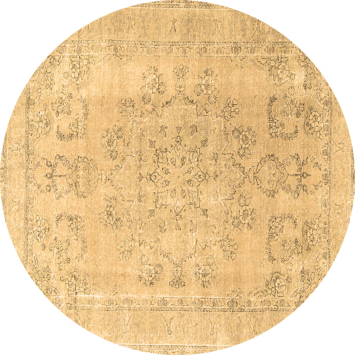 Round Persian Brown Traditional Rug, tr3942brn