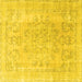 Square Machine Washable Persian Yellow Traditional Rug, wshtr3942yw