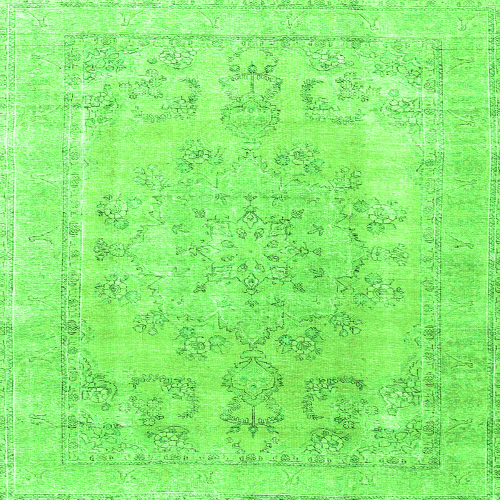 Round Machine Washable Persian Green Traditional Area Rugs, wshtr3942grn