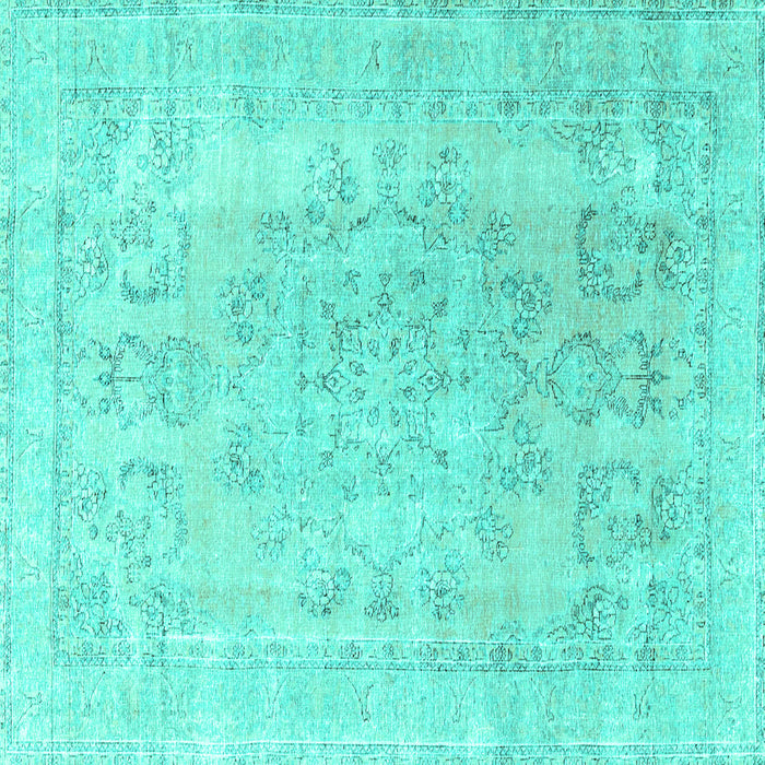 Square Machine Washable Persian Turquoise Traditional Area Rugs, wshtr3942turq