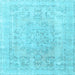 Square Machine Washable Persian Light Blue Traditional Rug, wshtr3942lblu