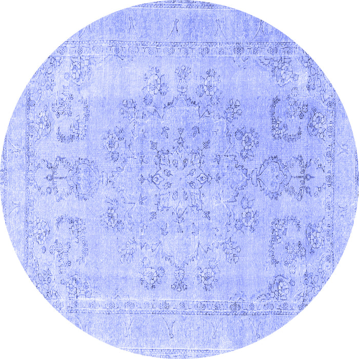 Round Persian Blue Traditional Rug, tr3942blu