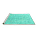 Sideview of Machine Washable Persian Turquoise Traditional Area Rugs, wshtr3942turq