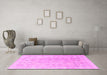 Machine Washable Persian Pink Traditional Rug in a Living Room, wshtr3942pnk