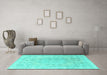 Machine Washable Persian Turquoise Traditional Area Rugs in a Living Room,, wshtr3942turq