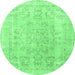 Round Persian Emerald Green Traditional Rug, tr3942emgrn