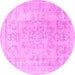 Round Machine Washable Persian Pink Traditional Rug, wshtr3942pnk