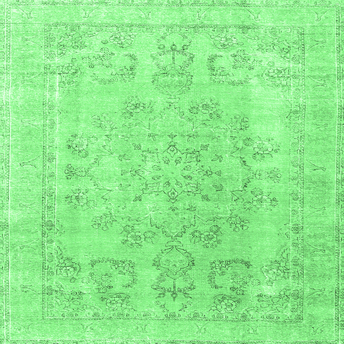 Square Machine Washable Persian Emerald Green Traditional Area Rugs, wshtr3942emgrn
