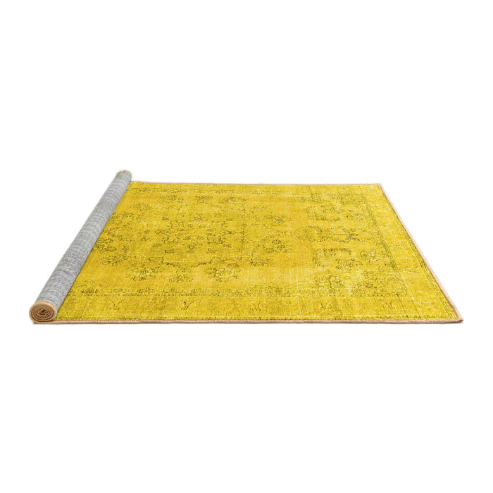 Sideview of Machine Washable Persian Yellow Traditional Rug, wshtr3942yw