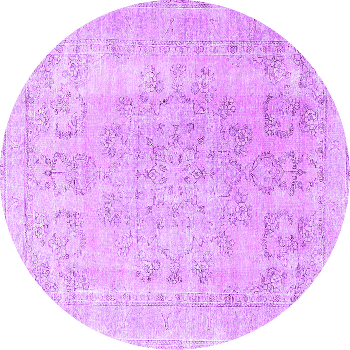 Round Persian Purple Traditional Rug, tr3942pur