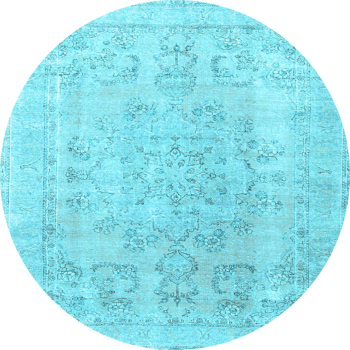 Round Machine Washable Persian Light Blue Traditional Rug, wshtr3942lblu