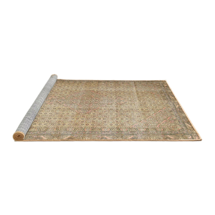 Sideview of Machine Washable Traditional Orange Brown Rug, wshtr3943