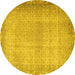 Round Machine Washable Persian Yellow Traditional Rug, wshtr3943yw