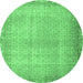 Round Persian Emerald Green Traditional Rug, tr3943emgrn