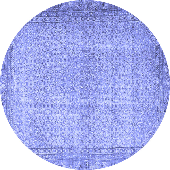 Round Persian Blue Traditional Rug, tr3943blu