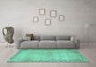 Machine Washable Persian Turquoise Traditional Area Rugs in a Living Room,, wshtr3943turq