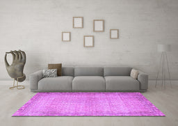 Machine Washable Persian Purple Traditional Area Rugs in a Living Room, wshtr3943pur