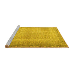 Sideview of Machine Washable Persian Yellow Traditional Rug, wshtr3943yw