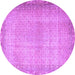 Round Machine Washable Persian Purple Traditional Area Rugs, wshtr3943pur