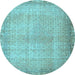Round Persian Light Blue Traditional Rug, tr3943lblu