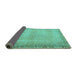 Sideview of Persian Turquoise Traditional Rug, tr3943turq