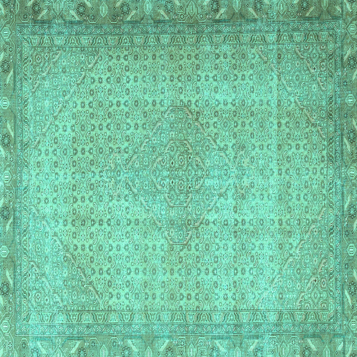 Square Machine Washable Persian Turquoise Traditional Area Rugs, wshtr3943turq