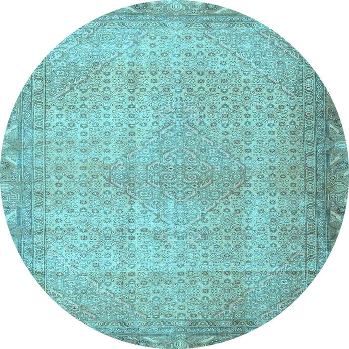 Round Machine Washable Persian Light Blue Traditional Rug, wshtr3943lblu