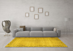 Machine Washable Persian Yellow Traditional Rug in a Living Room, wshtr3943yw