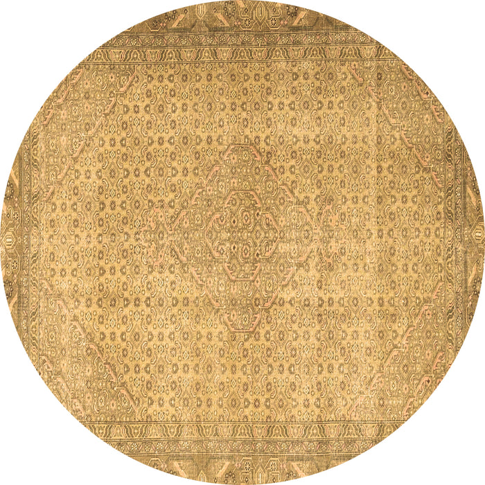 Round Persian Brown Traditional Rug, tr3943brn