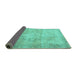 Sideview of Persian Turquoise Traditional Rug, tr3944turq