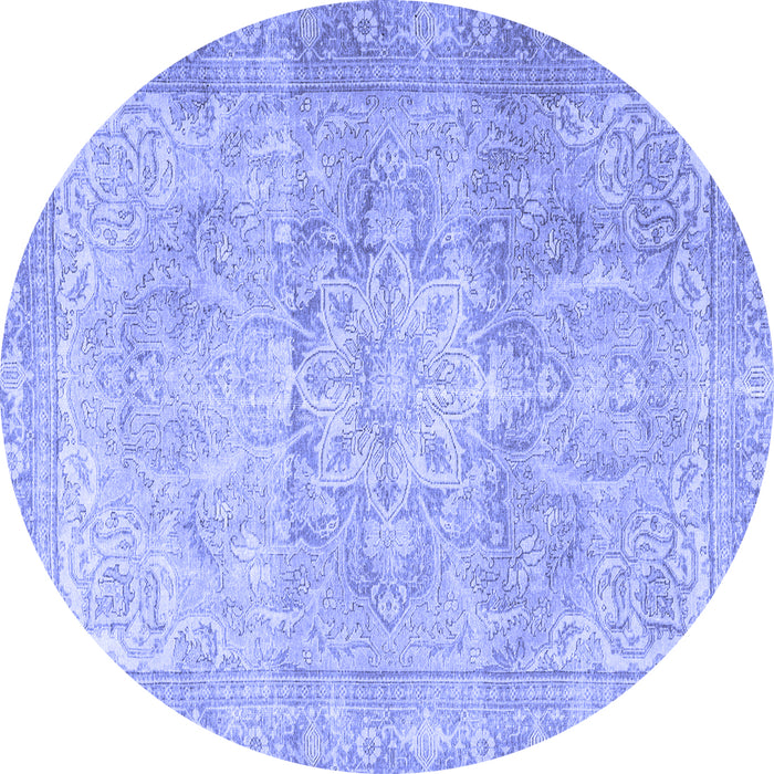 Round Persian Blue Traditional Rug, tr3944blu