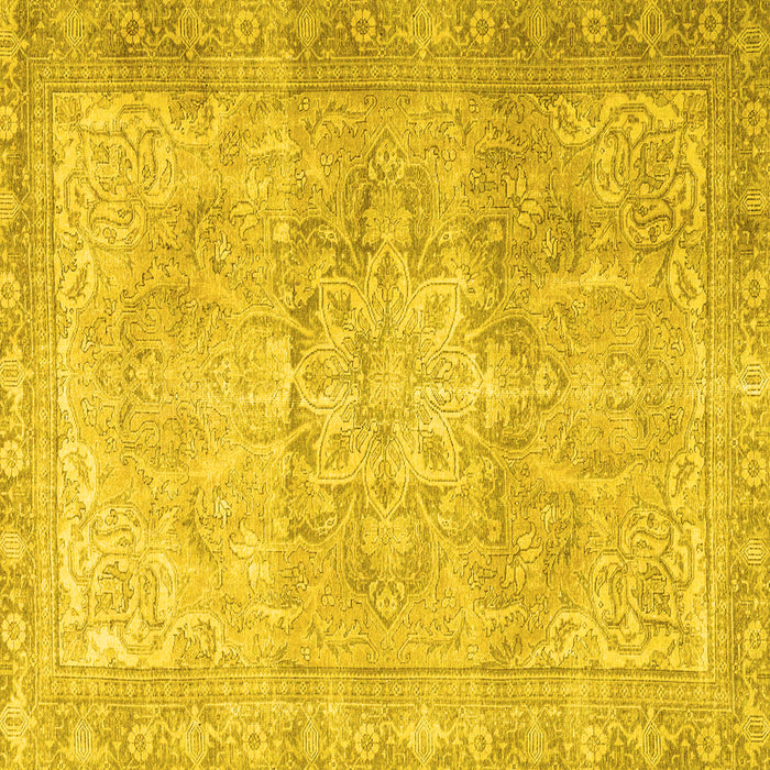 Square Machine Washable Persian Yellow Traditional Rug, wshtr3944yw