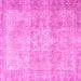 Square Machine Washable Persian Pink Traditional Rug, wshtr3944pnk