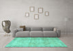 Machine Washable Persian Turquoise Traditional Area Rugs in a Living Room,, wshtr3944turq