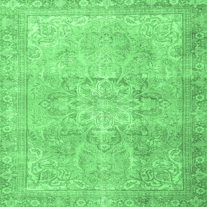 Square Persian Emerald Green Traditional Rug, tr3944emgrn