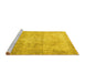 Sideview of Machine Washable Persian Yellow Traditional Rug, wshtr3944yw