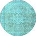 Round Persian Light Blue Traditional Rug, tr3944lblu