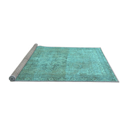 Sideview of Machine Washable Persian Light Blue Traditional Rug, wshtr3944lblu