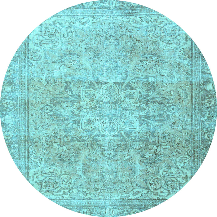 Round Machine Washable Persian Light Blue Traditional Rug, wshtr3944lblu