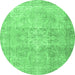Round Persian Emerald Green Traditional Rug, tr3944emgrn