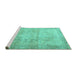 Sideview of Machine Washable Persian Turquoise Traditional Area Rugs, wshtr3944turq