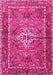 Machine Washable Persian Pink Traditional Rug, wshtr3945pnk