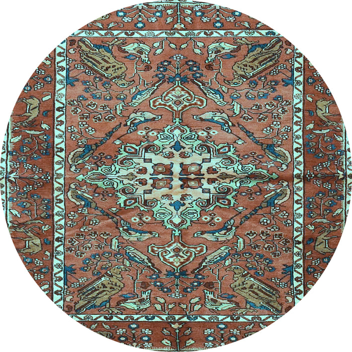Round Persian Light Blue Traditional Rug, tr3945lblu